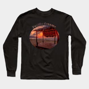 Sunset Tiki Hut a Pacific Dream Long Sleeve T-Shirt